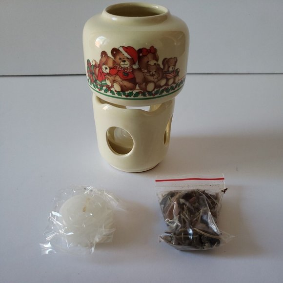 1987 Potpourri Press Christmas Bears Ceramic Potpourri Tealight Scenter NIB - Picture 4 of 14